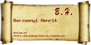 Berzsenyi Henrik névjegykártya